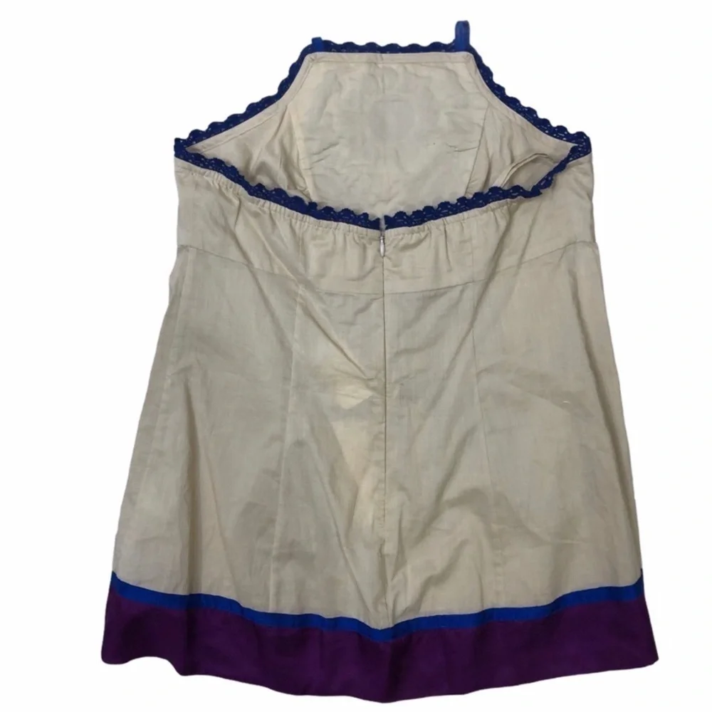 Plenty by Tracy Reece Embroidered Halter Top Boho Size 4 Tan Summer Top - Picture 4 of 10